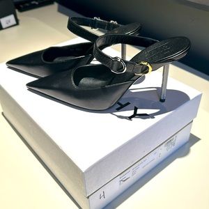 BRAND NEW never worn Givenchy black heels, silver and gold buckle, size 7!